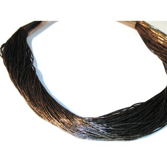 Southwestern 90 Strands Multistrand Twist Liquid Sterling Silver Chain Necklace - Picture 7 of 10